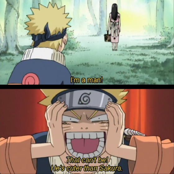 An image of Haku with Naruto in Naruto.