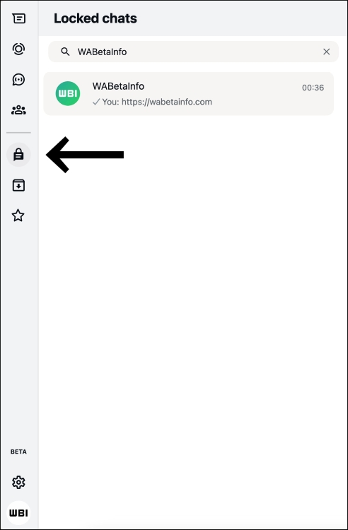 Preview of locked chats tab in the sidebar of WhatsApp Web