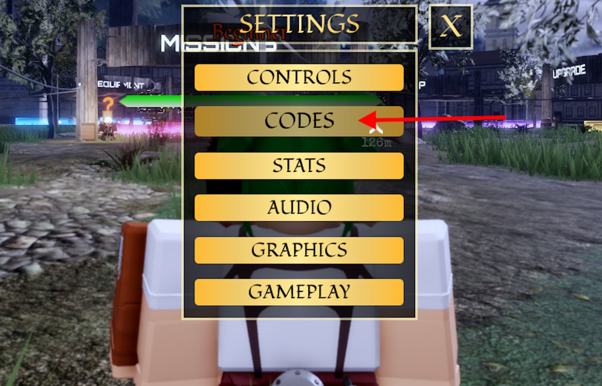 Codes option in Attack on Titan Evolution