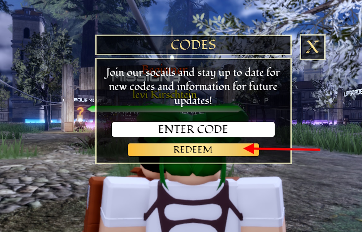 Redeem code in Attack on Titan Evolution